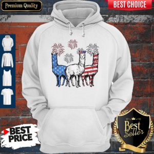 Independence Day Llamas Wear Bow Tie Firework Hoodie