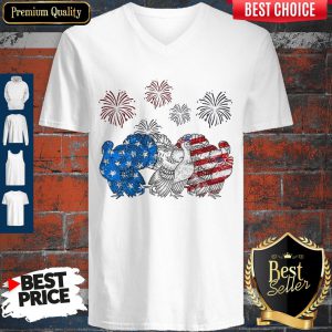 Independence Day Peacocks Wear Bow Tie Firework V-neck