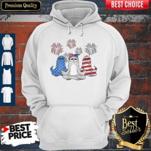 Independence Day Sloths Wear Bow Tie Firework Hoodie