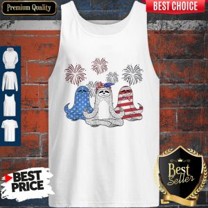 Independence Day Sloths Wear Bow Tie Firework Tank Top