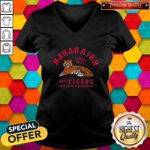 Maharajah Jungle Tral See Tigers Monkeys And Dragons V-neck