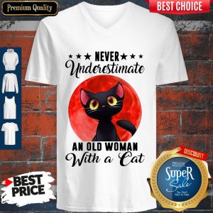 Never Underestimate An Old Woman With A Cat Moon V-neck