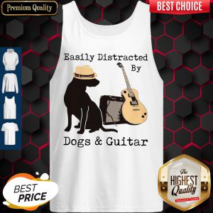 Official Easily Distracted By Guitar And Dogs Tank Top