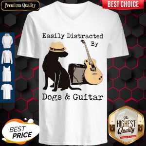 Official Easily Distracted By Guitar And Dogs V-neck