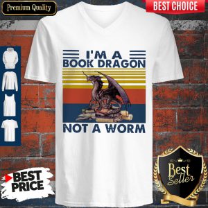 Official I’m A Book Dragon Not A Worm Vintage V-neck