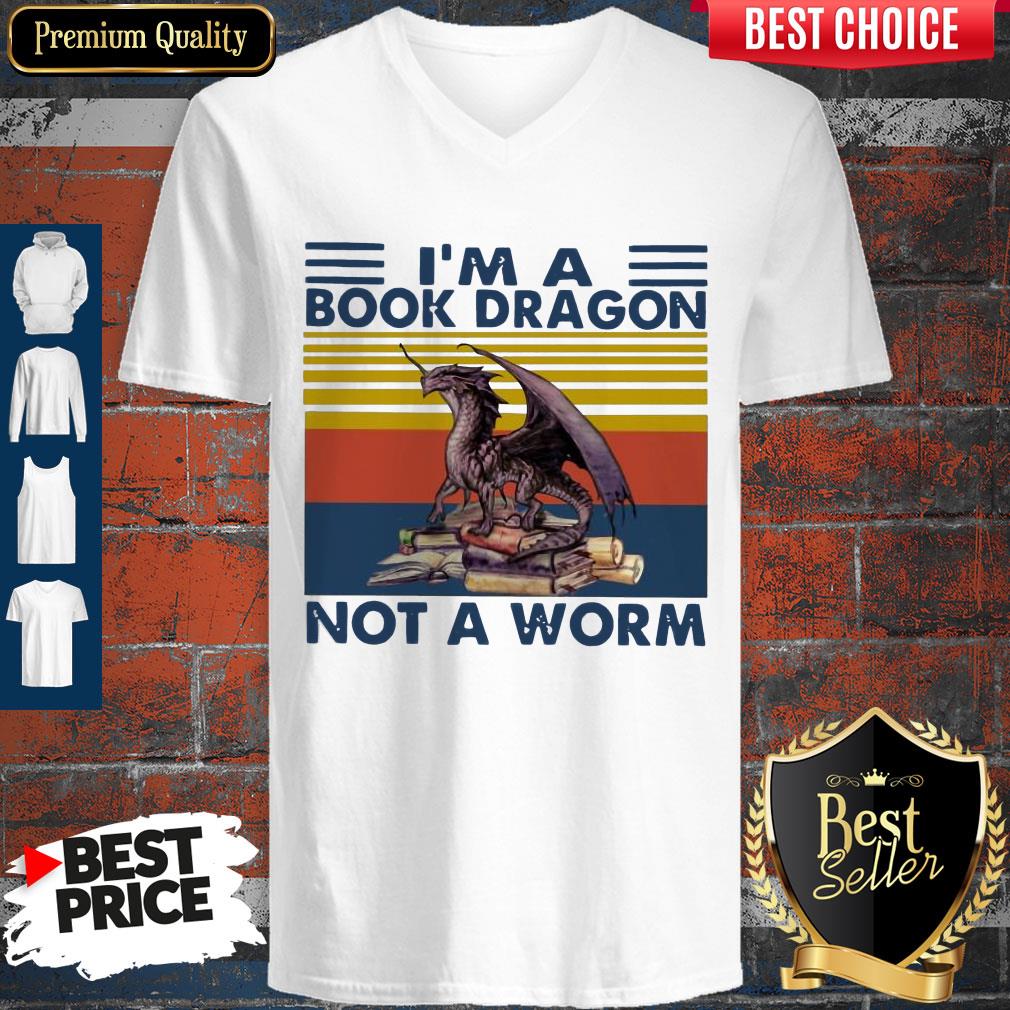 Official I’m A Book Dragon Not A Worm Vintage V-neck Official I’m A Book Dragon Not A Worm Vintage V-neck