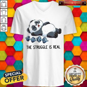 Panda The Struggle Is Real Bear Deadlift Funny Gym V-neck