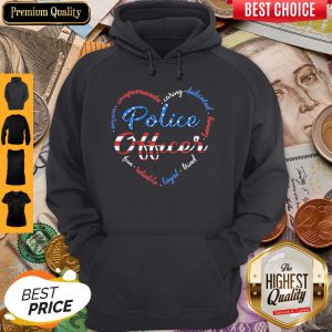 Police Officer American Flag Independence Day Heart Hoodie