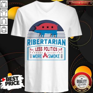Ribertarian Less Politics More Smoke Bbq V-neck