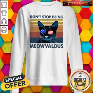 Cat Don’t Stop Being Meowvalous American Flag Vintage Sweatshirt
