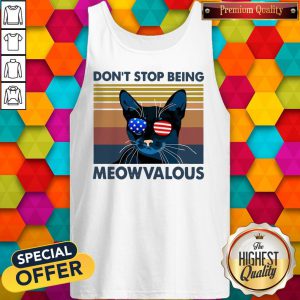 Cat Don’t Stop Being Meowvalous American Flag Vintage Tank Top