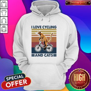 Cat I Love Cycling And Cats Vintage Hoodie