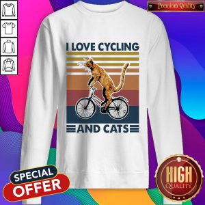 Cat I Love Cycling And Cats Vintage Sweatshirt