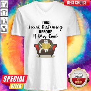 Cat Read Book I Was Social Distancing Before It Was Cool V-neck