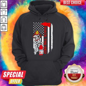 Firefighter Dog Back The Red American Flag Hoodie