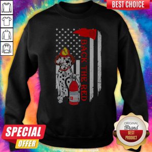 Firefighter Dog Back The Red American Flag Sweatshirt
