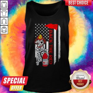 Firefighter Dog Back The Red American Flag Tank Top