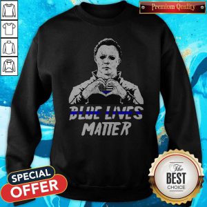 Halloween Michael Myers Blue Lives Matter Heart American Flag Independence Day Sweatshirt