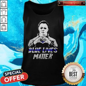 Halloween Michael Myers Blue Lives Matter Heart American Flag Independence Day Tank Top