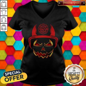 Happy Halloween Skull Firefighter V-neck