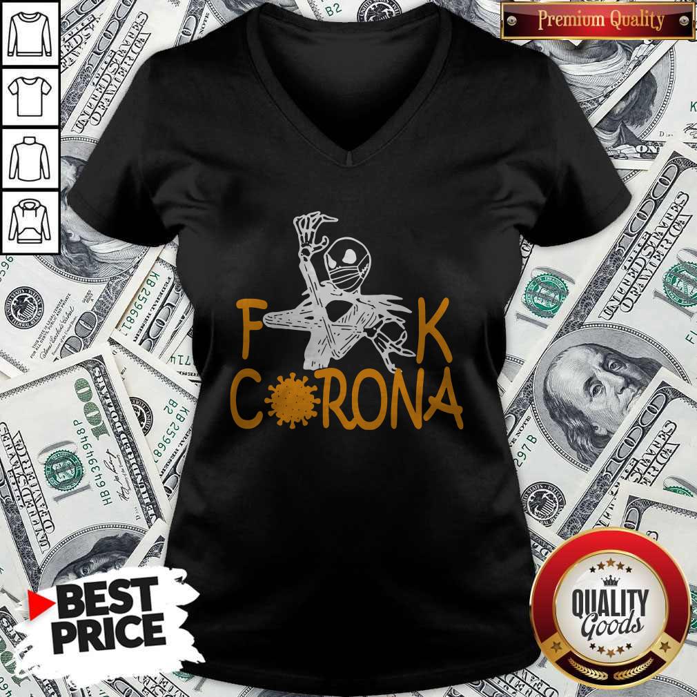 Jack Skellington Face Mask Fuck Corona V-neck Jack Skellington Face Mask Fuck Corona V-neck