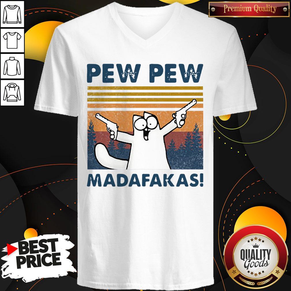 Simon's Cat Pew Pew Madafakas Vintage V-neck Simon's Cat Pew Pew Madafakas Vintage V-neck