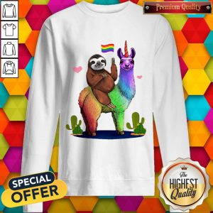Sloth Riding Llama Lgbt Gay Lesbian Pride 2020 Sweatshirt