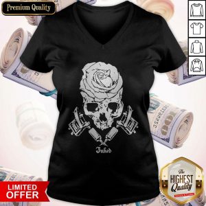 Top Skull Floral Jnked V-neck