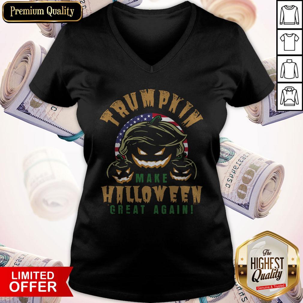 Trumpkin Make Halloween Great Again American Flag V-neck Trumpkin Make Halloween Great Again American Flag V-neck