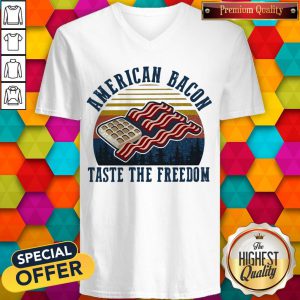 American Bacon Taste The Freedom Vintage Retro v-neck