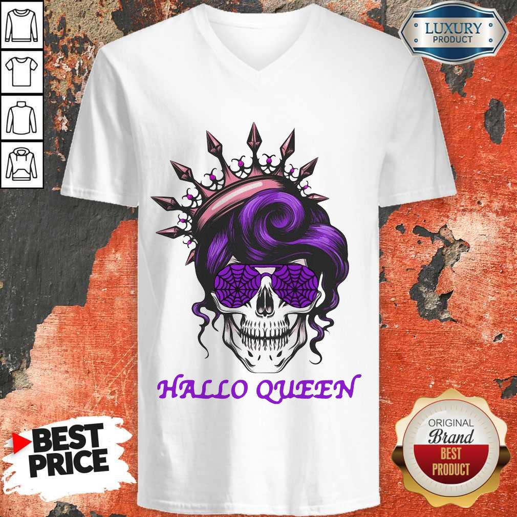 Official Sugar Skull Hallo Queen Shirt Official Sugar Skull Hallo Queen v-neck
