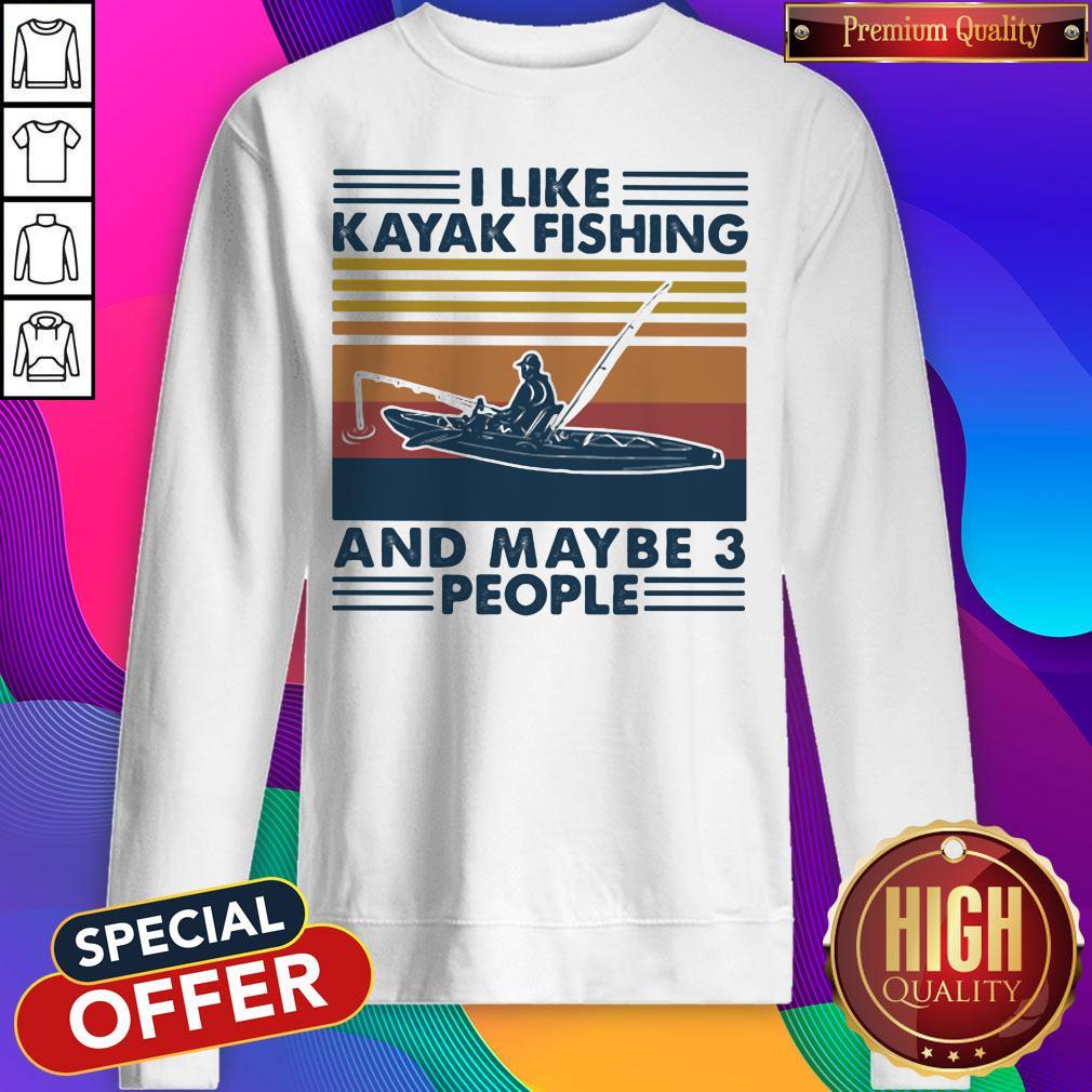 Top I Like Kayak Fishing And Maybe 3 People Vintage Retro Shirt