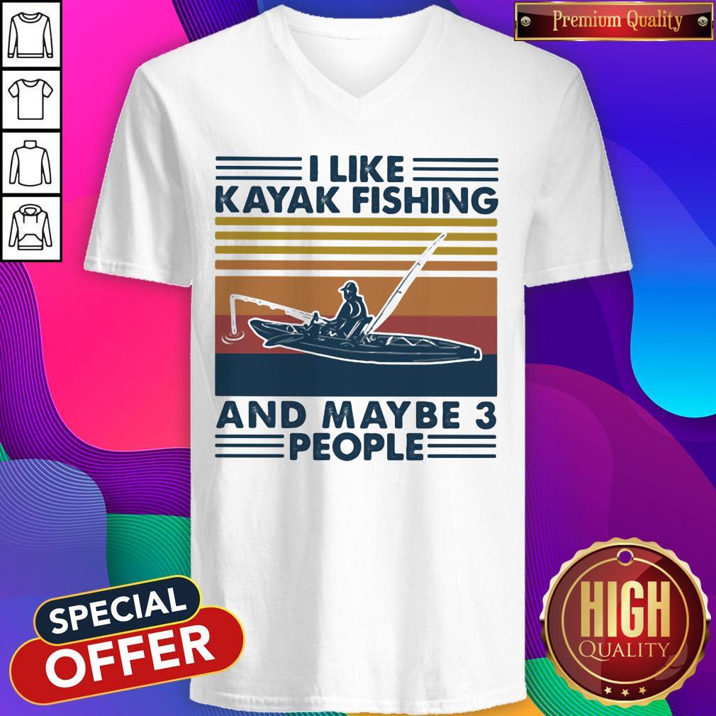 Top I Like Kayak Fishing And Maybe 3 People Vintage Retro Shirt