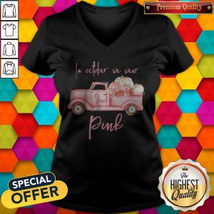 Top In October We Wear Pink v-neck