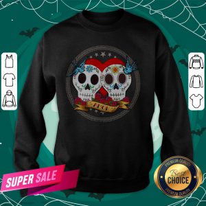 Amor Sugar Skull Couple Dia De Muertos Sweatshirt