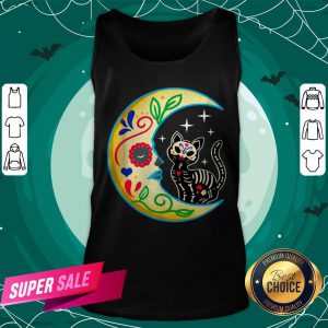 Cat Amp Moon Sugar Skull Dia De Los Muertos Tank Top