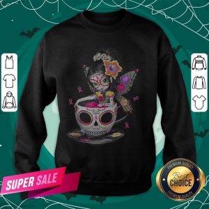 Cute Breast Cancer Girl Sugars Skull Halloween Day Dead Sweatshirt