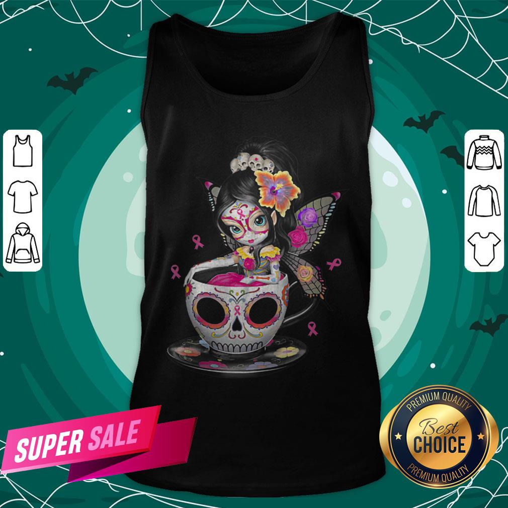 Cute Breast Cancer Girl Sugars Skull Halloween Day Dead T-Shirt Cute Breast Cancer Girl Sugars Skull Halloween Day Dead Tank Top