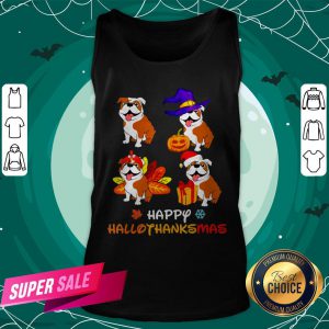 Cute Bulldog Happy Hallothanksmas Tank Top