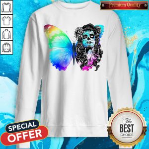 Day Of Dead Dia De Muertos Sugar Skull Dark Butterfly Sweatshirt