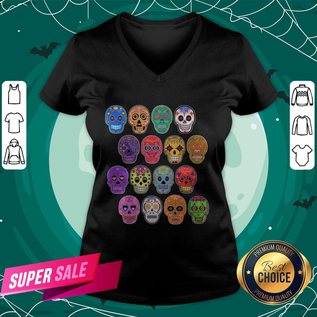 Dia De Los Muertos Day Dead Sugar Skull Colorful Shirt Dia De Los Muertos Day Dead Sugar Skull Colorful V-neck