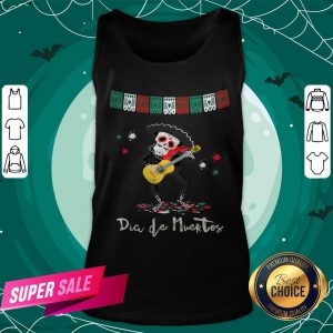 Dia De Muertos Day Of The Dead Mariachi Guitar Player Skeleton Tank Top