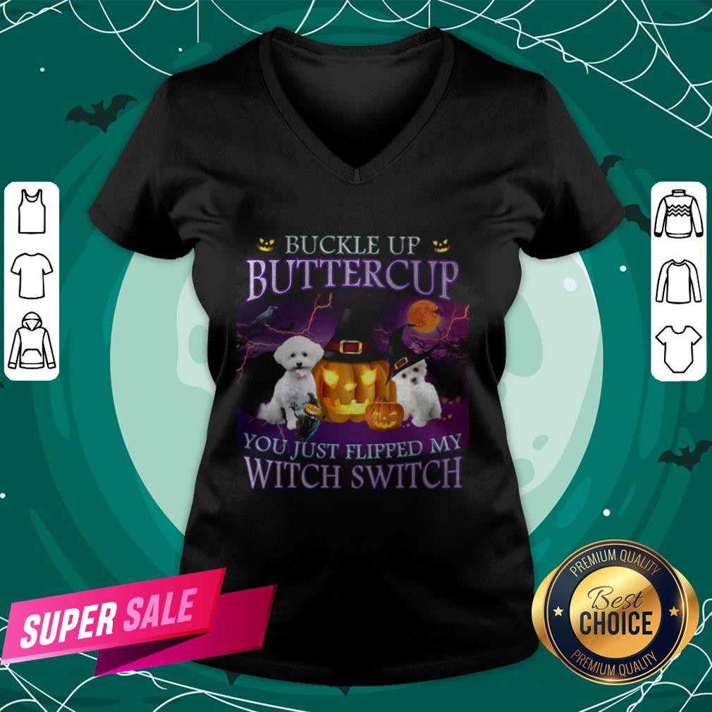 Halloween Bichon Up Buckle Up Buttercup You Just Flipped My Witch Switch Shirt