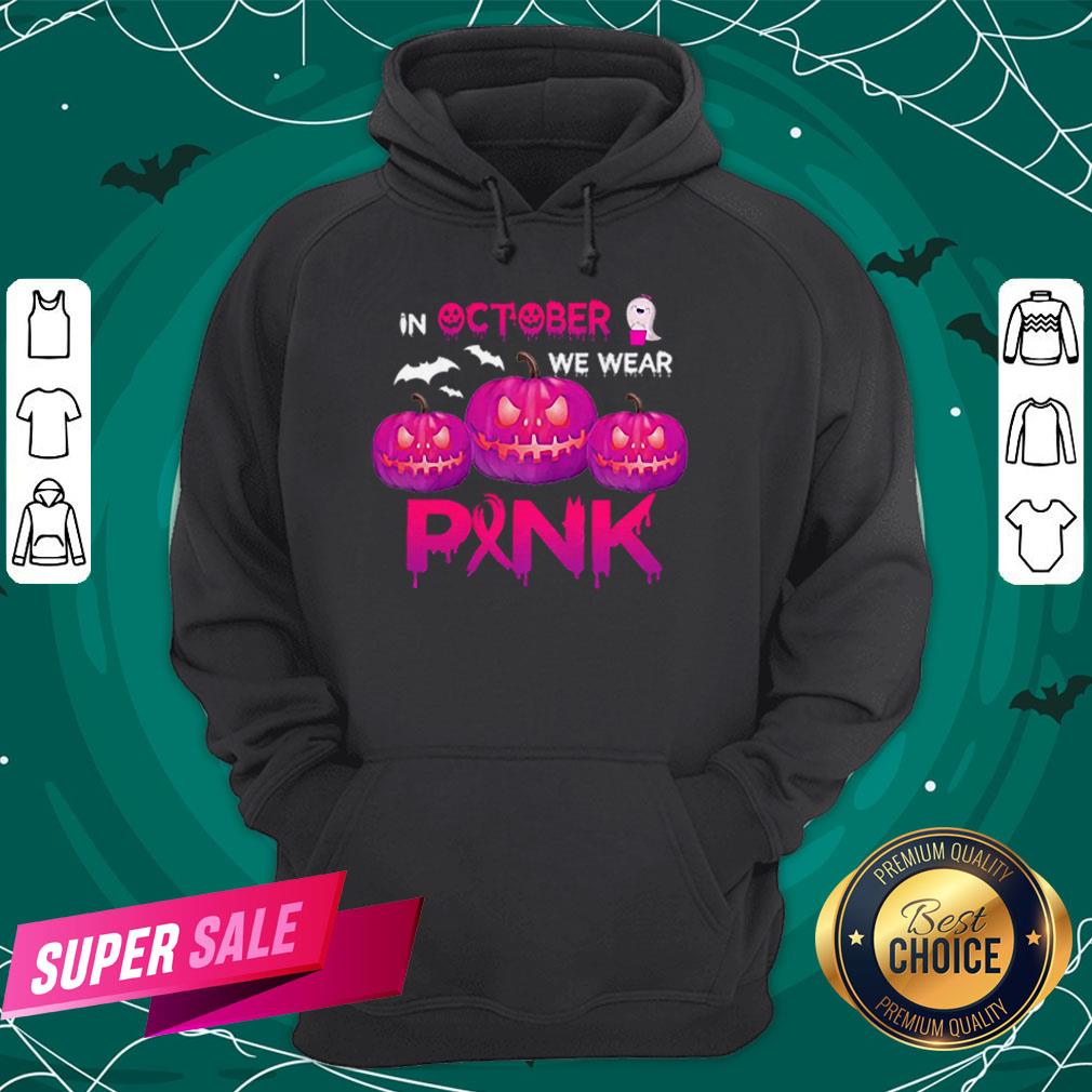 In October We Wear Pink Pumpkin Halloween Womens T-Shirt