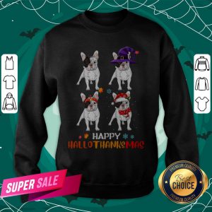 Pretty French Bulldog Retriever Happy Hallothanksmas Sweatshirt