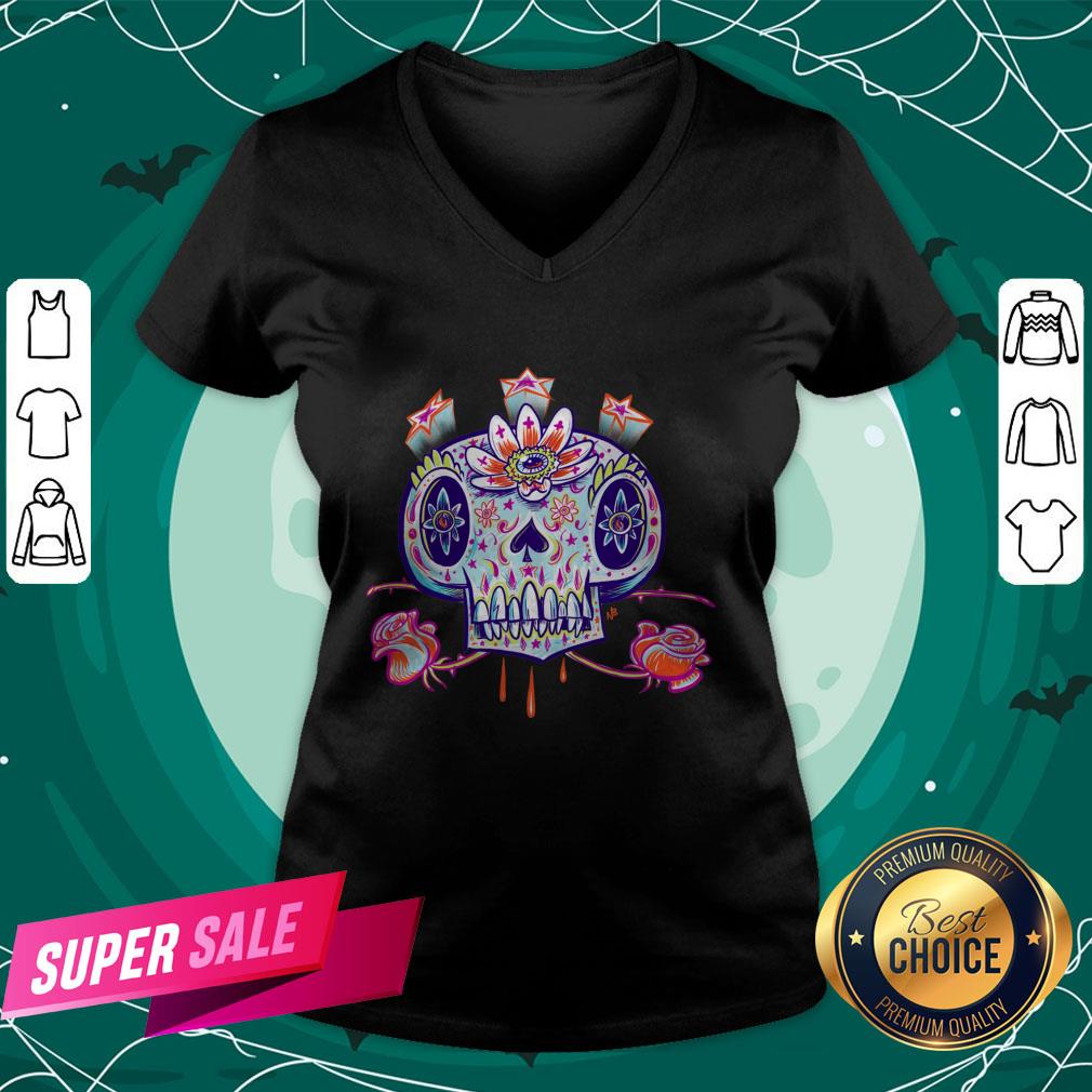 Shooga Sugar Skull Flower Dia De Los Muertos Day Dead Shirt Shooga Sugar Skull Flower Dia De Los Muertos Day Dead V-neck