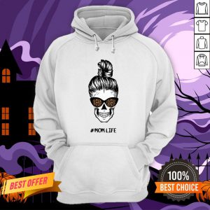 Skull Mom Life Messy Bun Leopard Day Of The Dead Hoodie