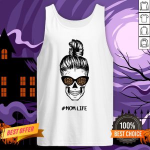 Skull Mom Life Messy Bun Leopard Day Of The Dead Tank Top