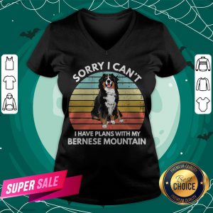 Sorry I Can’t I Have Plans With My Bernese Mountain Vintage Retro V-neck