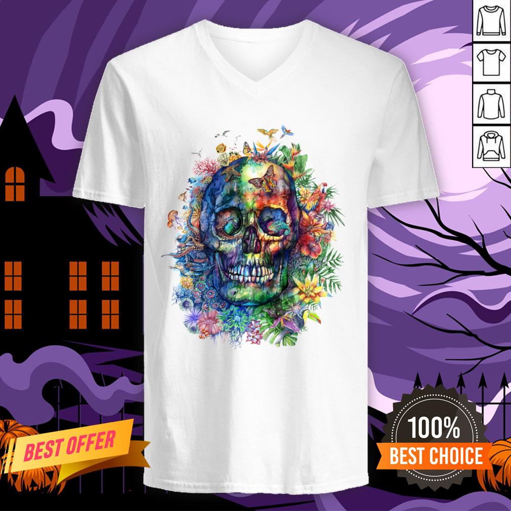 Sugar Skull Colorful Day Of The Dead Dia De Muertos Shirt Sugar Skull Colorful Day Of The Dead Dia De Muertos V-neck